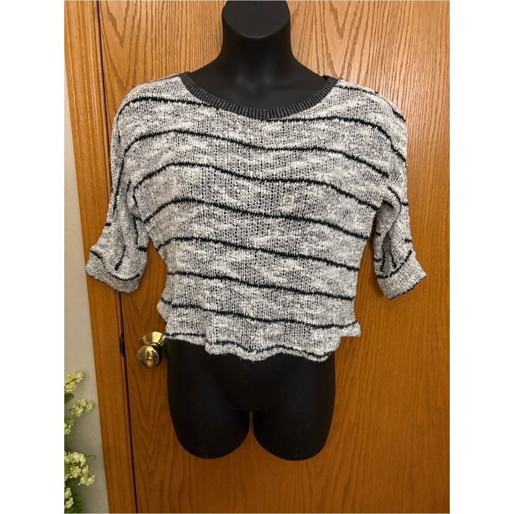 Splendid Black & White Striped Knit Crop Top